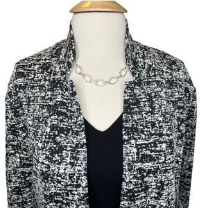 Philosophy Black White Open-Front Jacquard Knit Longline Jacket Size M Pockets